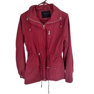 Miss London M Purple combat jacket burgundy wine lightweight chic women’s casual